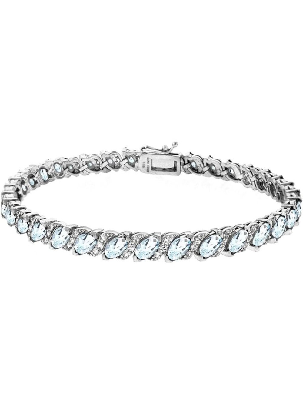 Elegant Birthstone Tennis Bracelet for Women | Marquise Cut Gemstone in Silver